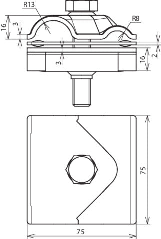 Abrazadera Dehn Maxi MV Con Tornillo M12x65mm Para RD 8-16 15-25mm - 308041