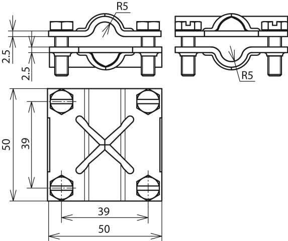 Juego de instalación de unidad transversal Dehn para Rd 8-10mm sin placa intermedia - 314300 [2 piezas]