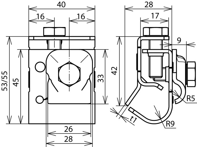 Juego de abrazaderas para canalón Dehn con marco de sujeción 16-22mm - 339067
