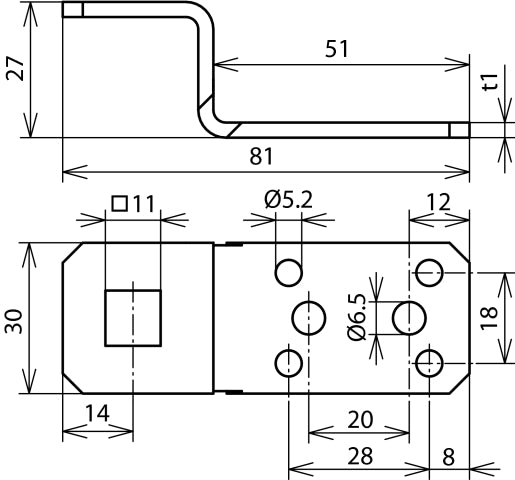 Dehn ZF B11 L81 Cu Terminal de conexión en forma de Z con orificios de remachado - 377017 [2 uds.]
