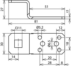 Dehn ZF B11 L81 Cu Terminal de conexión en forma de Z con orificios de remachado - 377017 [2 uds.]
