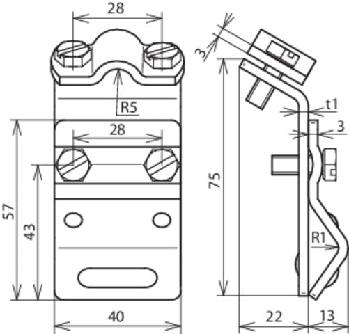 Abrazadera para canalón Dehn ST/TZN para cordón 13-25mm con taco de dos tornillos - 338000