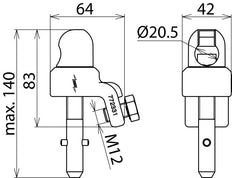 Dehn Rótula Ajustable D 20mm Para Cables 16-120mm2 - 772331