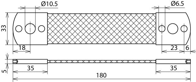 Dehn Al 50mm Trenza De Puente Con Orificios De Fijación L180 B10.5 B6.5 - 377045