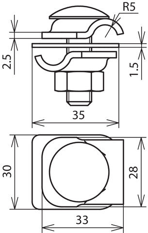 Abrazadera Dehn MMV con tornillo y tuerca Cu-St TZN RD 6-8mm - 390267