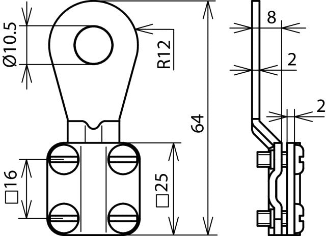 Dehn Toma de tierra Terminal de cable 6-16mm Tipo D Cerrado M10 Nº de suministro 5940-12-156 - 444009