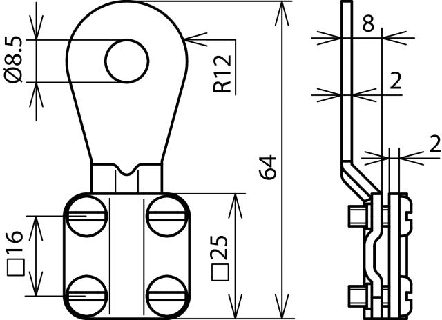 Dehn Eksg 8 Aq6 16 Cugalzn Toma de tierra Cable Lug 6-16mm2 M8 Suministro - 444008