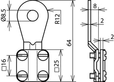 Dehn Eksg 8 Aq6 16 Cugalzn Toma de tierra Cable Lug 6-16mm2 M8 Suministro - 444008
