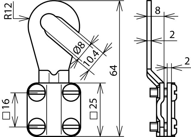 DEHN EKSO 8.10 AQ6 16 CUGALZN Terminal de cable de puesta a tierra 6-16mm M8/M10 - 444010