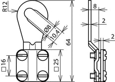 DEHN EKSO 8.10 AQ6 16 CUGALZN Terminal de cable de puesta a tierra 6-16mm M8/M10 - 444010