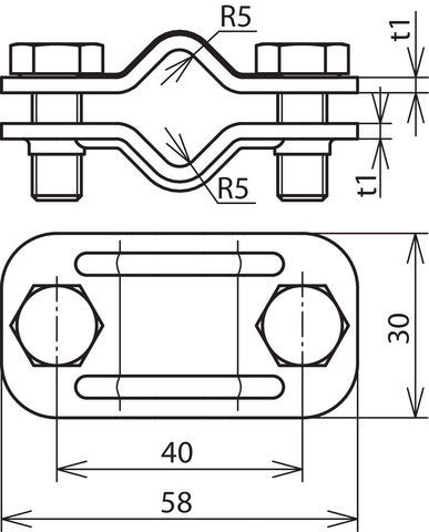Abrazadera de desconexión de acero inoxidable Dehn Uni para 2x Rd 8-10mm - 459029