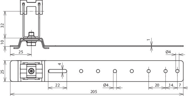 Soporte de Conductor de Techo Dehn H 32mm Rd 8mm Al/StSt L 205mm - 206171 [2 piezas]