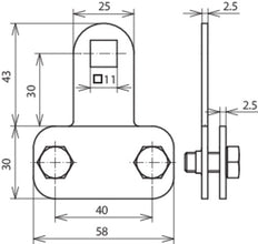 Dehn Pieza De Sujeción De Acero Inoxidable Con Agujero Cuadrado D 11mm Para Fl-30x4 - 380129