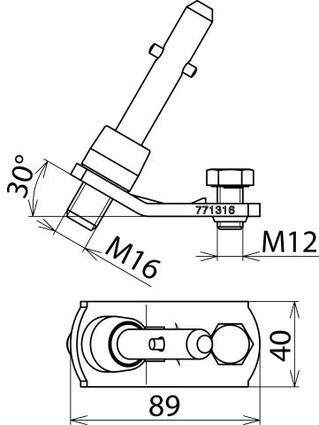 Elemento de conexión de fase Dehn con eje de pasador en T M16x18mm para terminal de cable - 771316