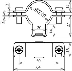 HVI Soporte de conductores de potencia D 27-30mm Con rosca M8 StSt - 275240