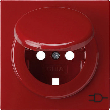 Gira S-Color Cubreenchufe de pared rojo con toma de tierra y tapa abatible - 092243