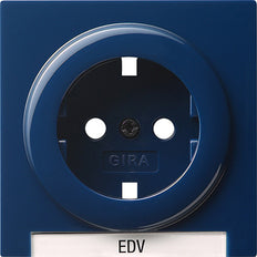 Gira S-Color Tapa azul para enchufe con marco de texto - 144746