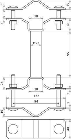 Dehn Abrazadera De Fijación De Acero Inoxidable Para Tubos D40/45-65mm Con Distanciador L95mm - 105162