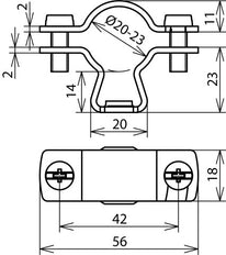 Soporte de conductores Dehn para conductores HVI/CUI D 20-23mm con rosca M6 StSt - 275251