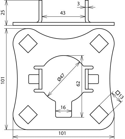 Placa de conexión Dehn AP SR D50 4AE HVI V2A para tubos de soporte - 819288