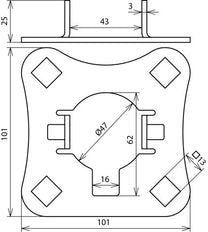 Placa de conexión Dehn AP SR D50 4AE HVI V2A para tubos de soporte - 819288