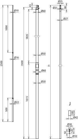 Dehn Hvi Conductor De Potencia D 27mm Cu L6m Con Tubo Soporte L 3500mm - 819431