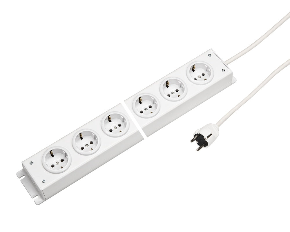 Regleta de enchufes Martin Kaiser de 8 vías y 90 grados con toma de tierra y cable de 1,5 m - 1002ZL8WS15 [10 Piezas]