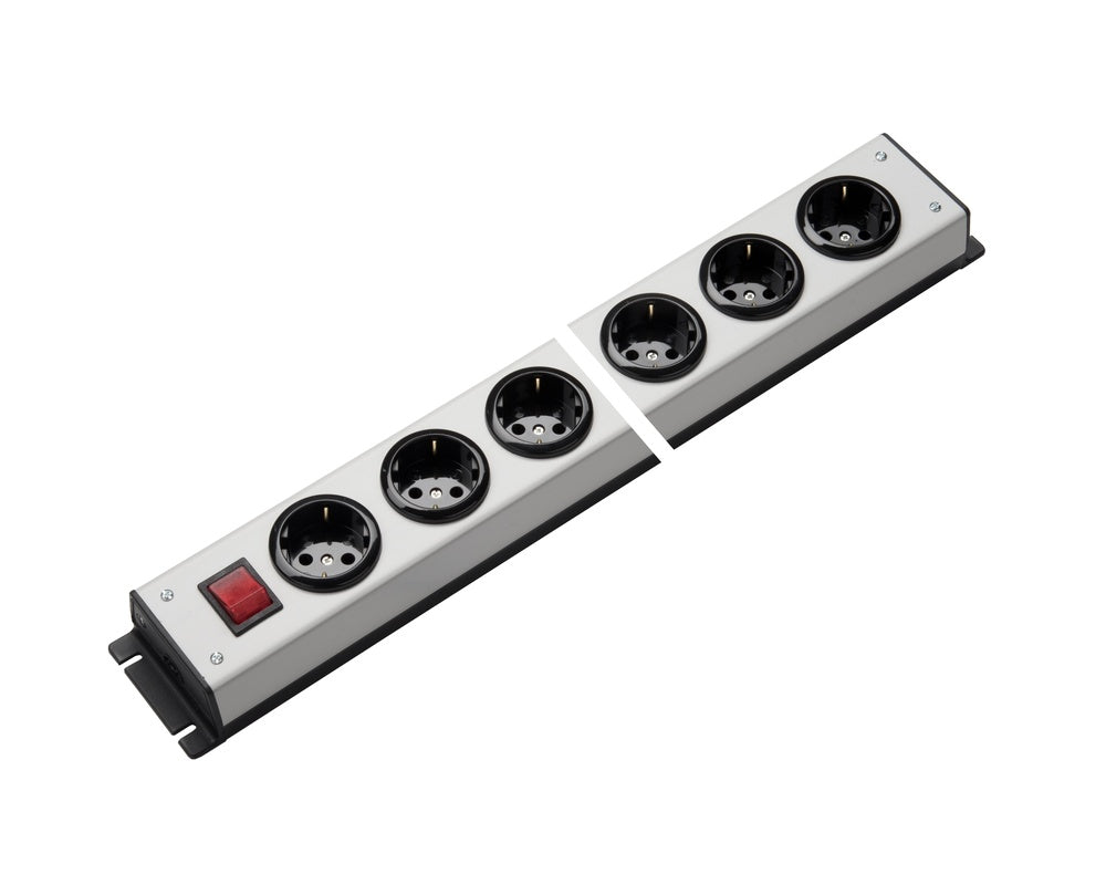 Martin Kaiser Regleta de 12 Vías con Interruptor Gris-Negro - 1056/12L-SW [10 Piezas]