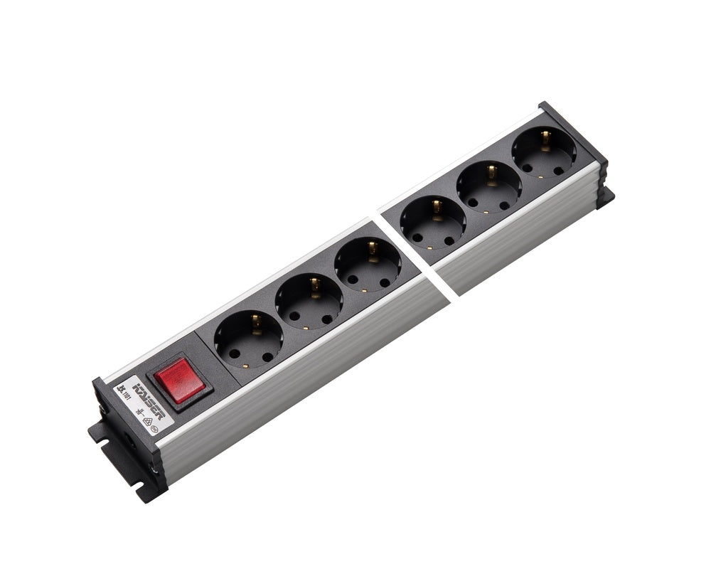 Regleta de enchufes Martin Kaiser de 10 vías con interruptor gris-negro - 1101/10l-sw [10 Piezas]