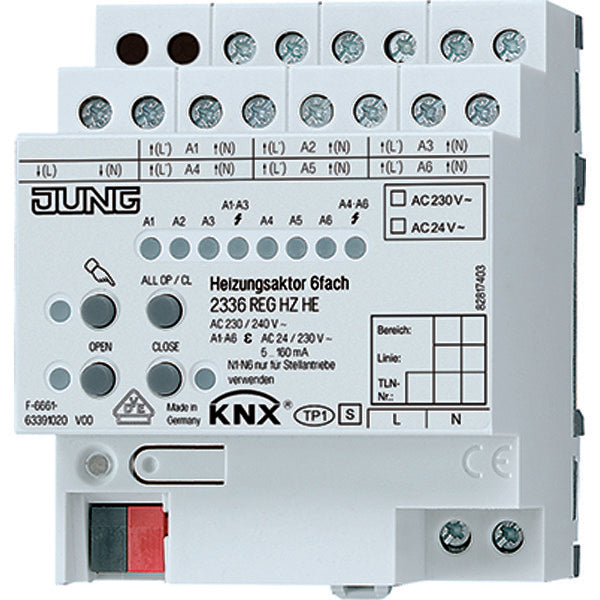 Jung KNX Actor de calefacción 6 vías 230/24V - 2336REGHZHE