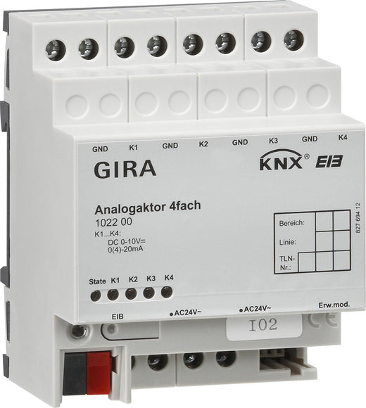 Gira Knx Actuador Analógico De 4 Canales Riel Din - 102200