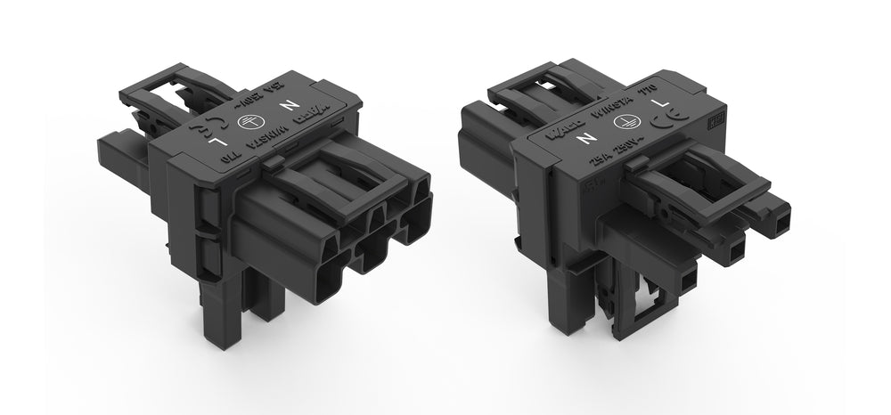 Conector De T-Distribución Wago De 3 Polos Con Clips De Bloqueo - 770-615 [2 Piezas]
