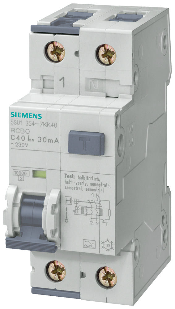 Siemens Sentron 5Su1 10A Rcbo Protector De Circuito - 5Su13547Kk10