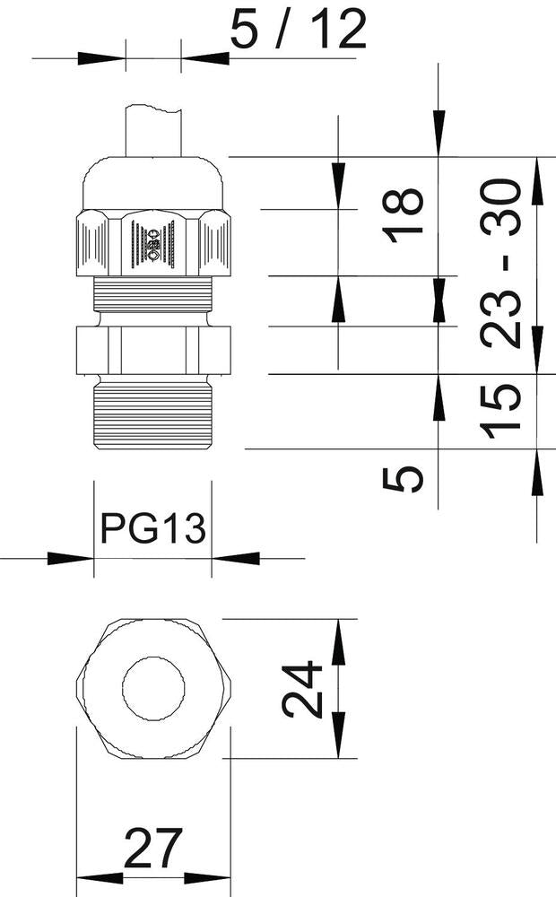 Conector De Cable IP68 PG13.5 Rosca Larga Gris Plateado - 2024209 [5 Piezas]