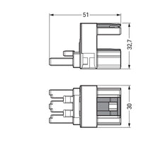 Conector De Distribución H De 3 Polos WAGO Negro - 770-633