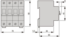 Eaton Faz-C16/4 Interruptor Automático MCB De 4 Polos 16A - 279061