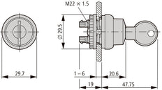 Eaton M22 Interruptor De Llave De 3 Posiciones Con Cerradura MS2 - 111773