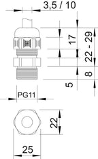 PG11 IP68 Pasacables Con Alivio De Tensión RAL 7001 - 2022621 [10 Piezas]