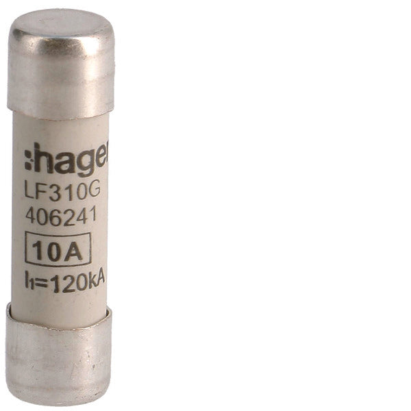 Fusible Cilíndrico Industrial Hager 10A 500V 10x38mm - LF310G [10 Piezas]