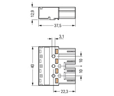 Wago 770-254 Winsta Midi Conector Enchufe Gris De 4 Pines - 770-254 [2 Piezas]