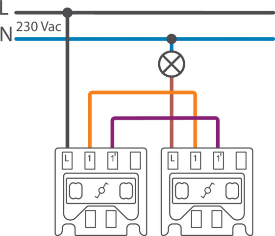 Niko Single Two-Way Switch 71mm With Plug-In Terminals - 100-81615