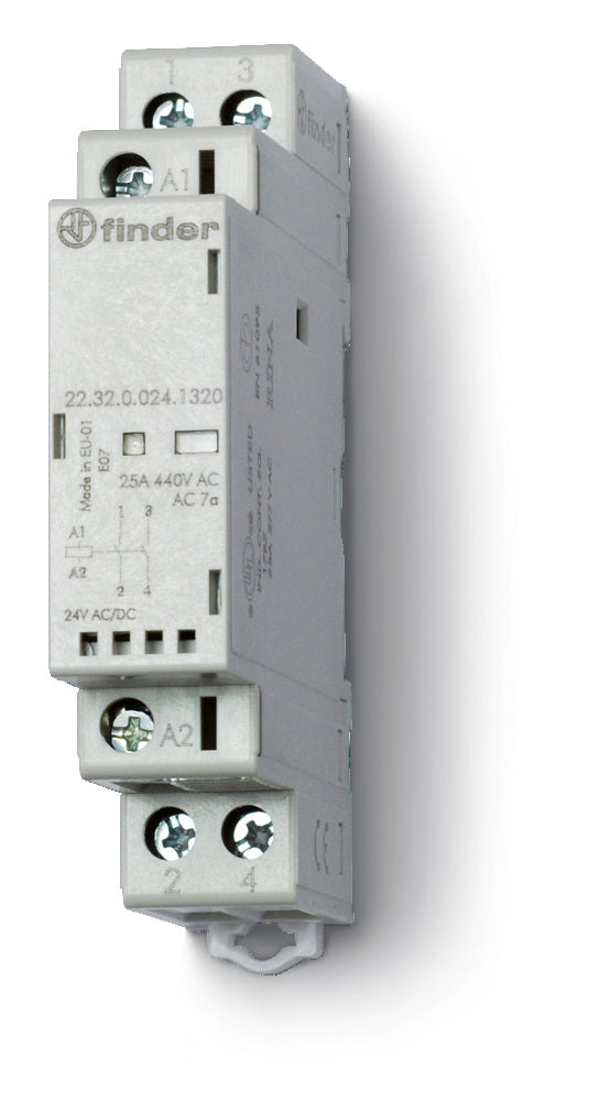 Finder 22.32 Contacto Modular 25A 24V CC/CA 2NO - 22.32.0.024.1320