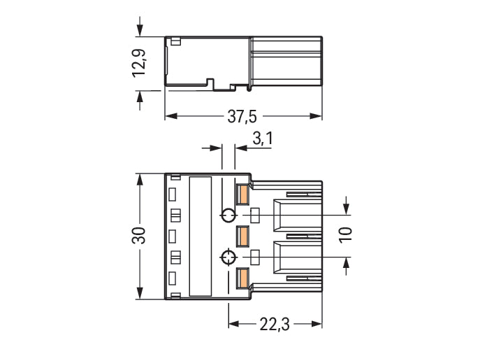 WAGO 770-213 Conector Negro De 3 Polos - 770-213 [2 Piezas]