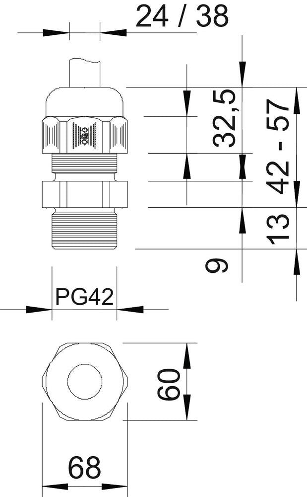 IP68 PG42 Pasacables Con Alivio De Tensión - 2022699