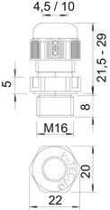 M16 IP68 V-Tec Pasacables Con Alivio De Tensión - 2022845 [10 Piezas]