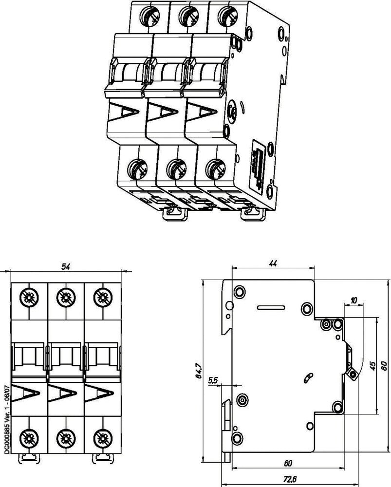 Eaton Interruptor Automático MCB De 3 Polos 2A Curva B 15kA - 278835