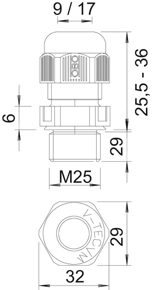 Conector De Cable Métrico M25 Con Rosca Larga IP68 - 2022970 [5 Piezas]