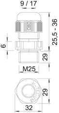 Conector De Cable Métrico M25 Con Rosca Larga IP68 - 2022970 [5 Piezas]