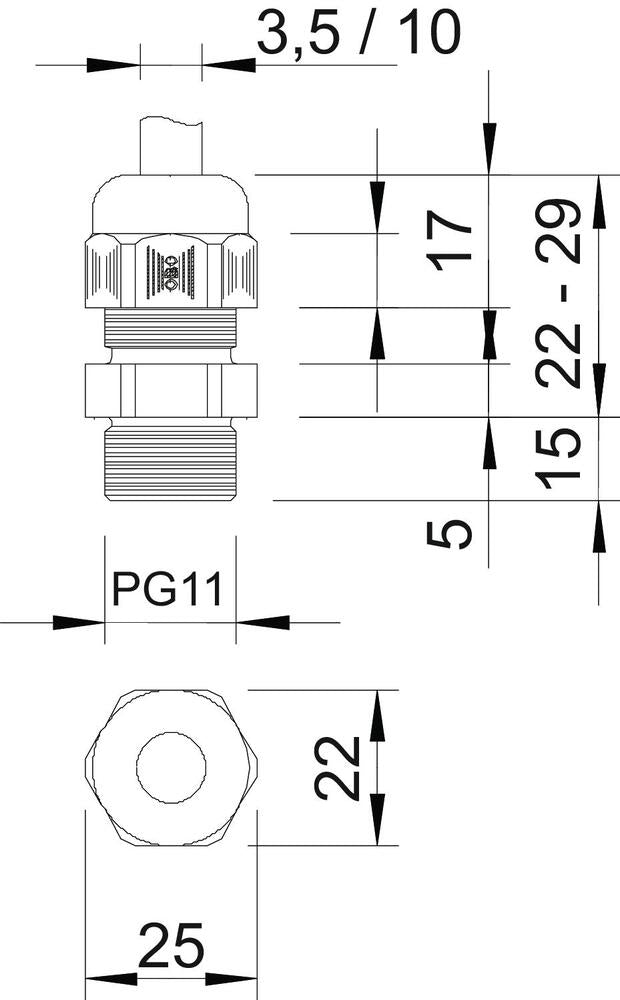 IP68 PG11 Pasacables Con Alivio De Tensión - 2024195 [5 Piezas]
