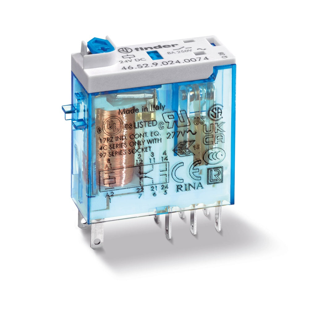 Finder 46 Serie Relé Mini Industrial 12VDC 8A DPDT - 46.52.9.012.0074